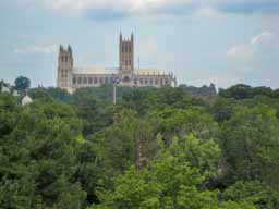 National Cathedral, seen from the roof of Building 1. The Cathedral is at the highest point in Washington. Photo © Lawrence I. Charters
