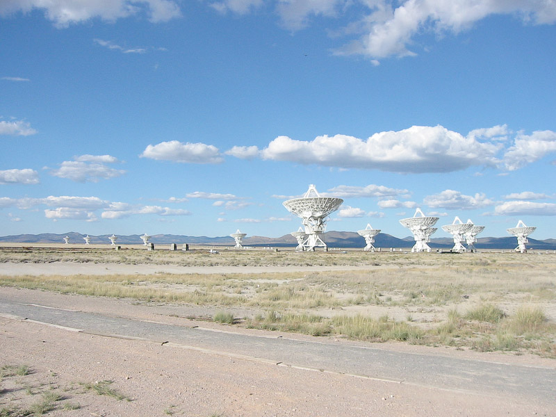 This photo shows 13 of the 27 dishes that form the Very Large Array.