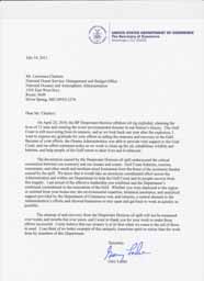 Letter from Gary Locke, Secretary of Commerce, acknowledging work on Deepwater Horizon.