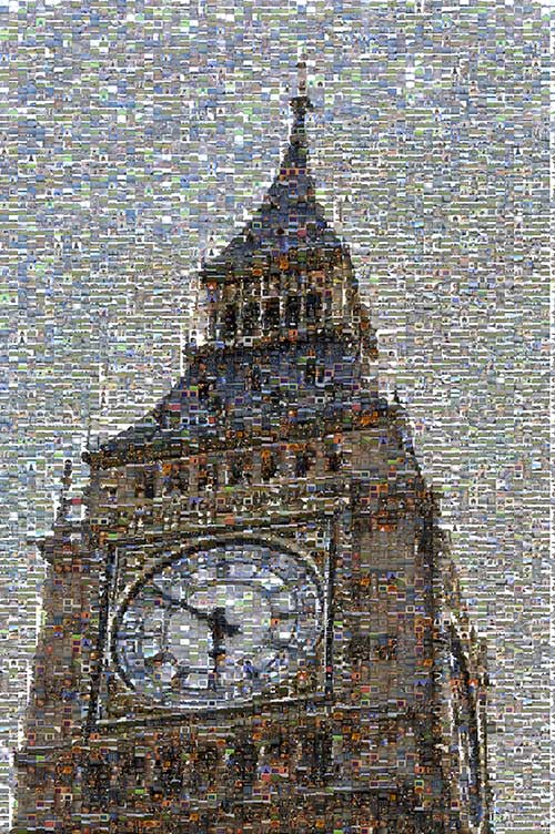 Very large photo mosaic of Big Ben in London