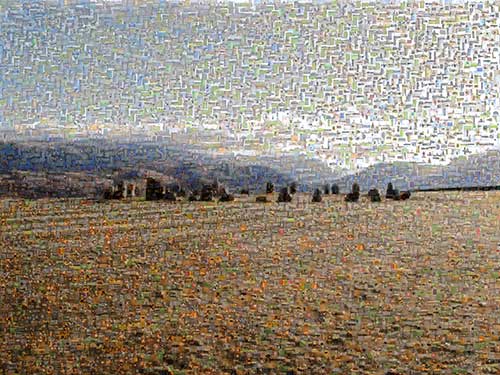 Very large photo mosaic of Castlerigg Circle in the Lakes District