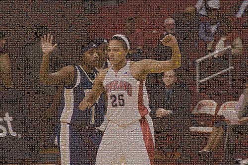 Very large photo mosaic of Marissa Coleman, star forward for the Univdersity of Maryland