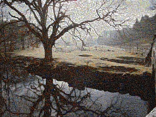 Very large photo mosaic of a road in the Lakes District of England