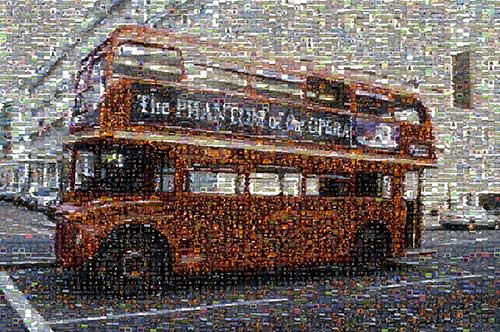 Very large photo mosaic of London double decker bus