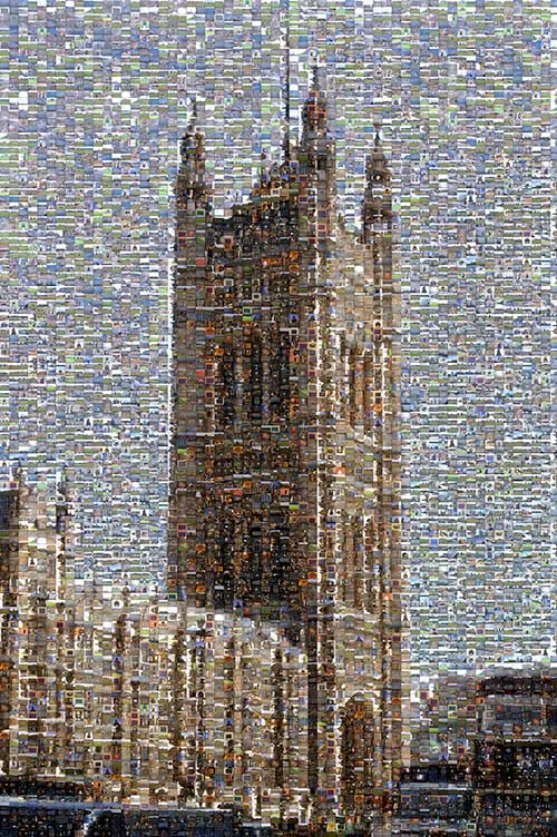 Very large photo mosaic of Victoria Tower in London