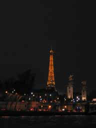Eiffel Tower at night Eiffel Tower seen from the River Seine. And would you believe that's how the river Seine got its name, for all the things that could be seen from the river? © 2005 Lykara I. Charters
