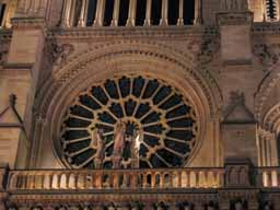 Rose window of Notre Dame de Paris Rose window of Notre Dame de Paris, seen from the outside at night. © 2005 Lykara I. Charters
